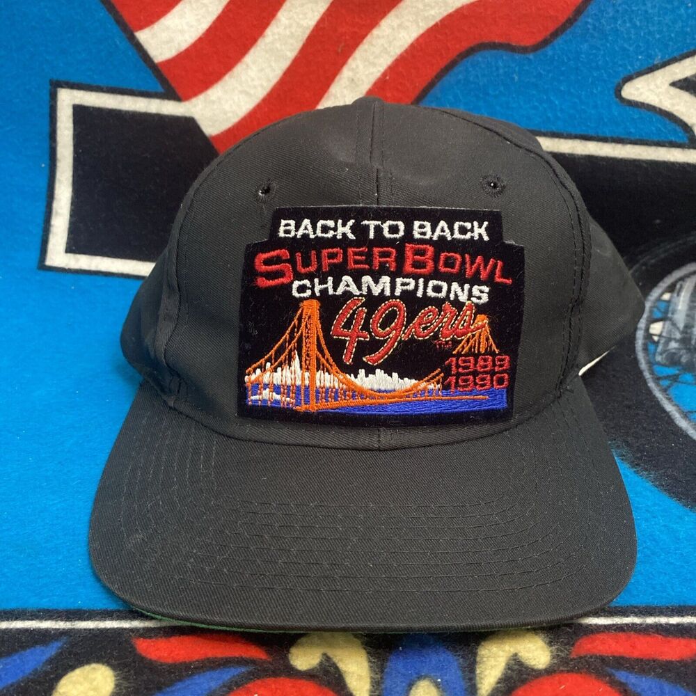 Vtg San Francisco 49ers Back to Back Superbowl Champions Adjustable Hat 1989-90